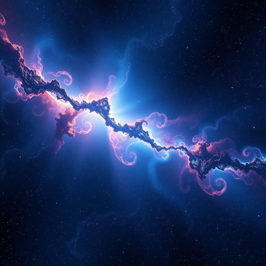 Mystical Cosmic Expanse in Deep Blues and Blacks