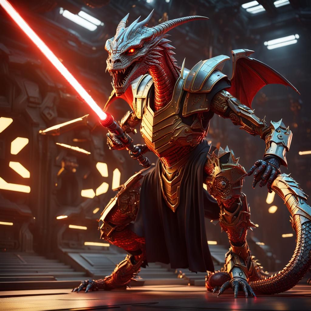 Golden Dragon vs Sith Warrior in Sci-Fi Battle