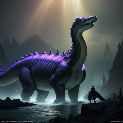 Mysterious Lake Monster in Dark Fantasy Style