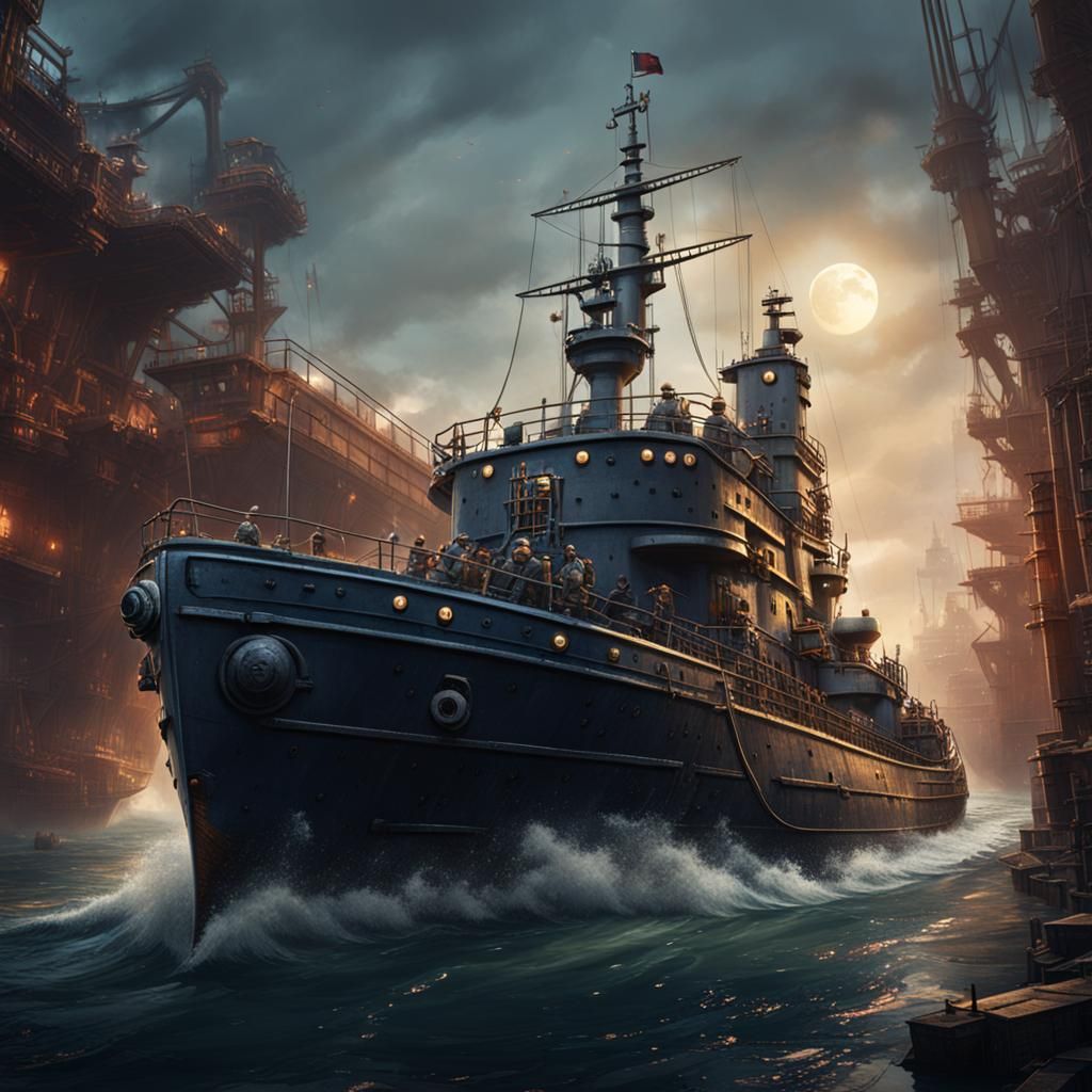German Navy Minesweeper: Detailed Matte Painting