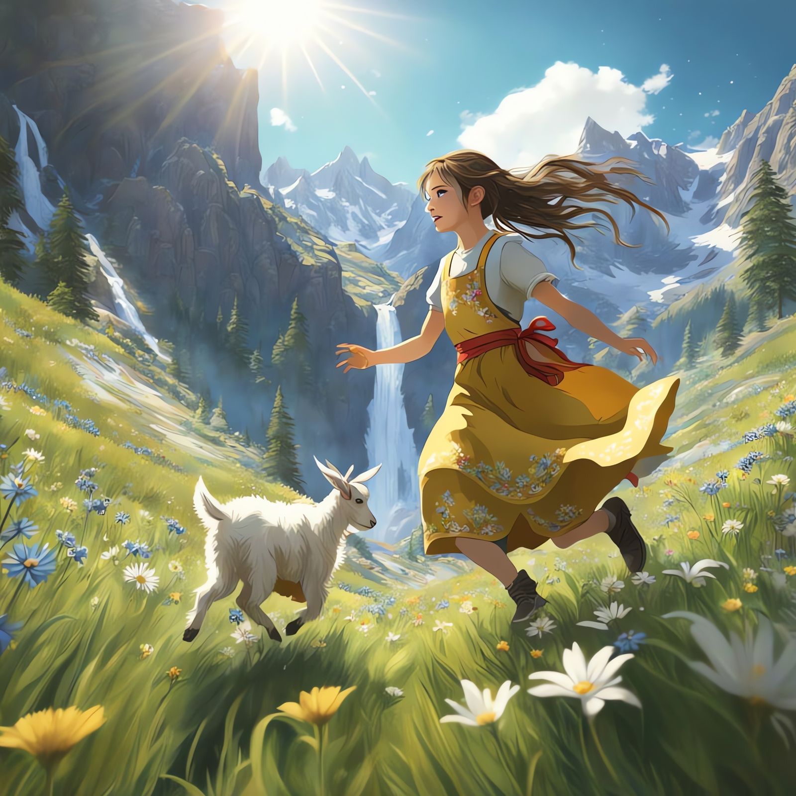 Heidi in Vibrant Alpine Landscape