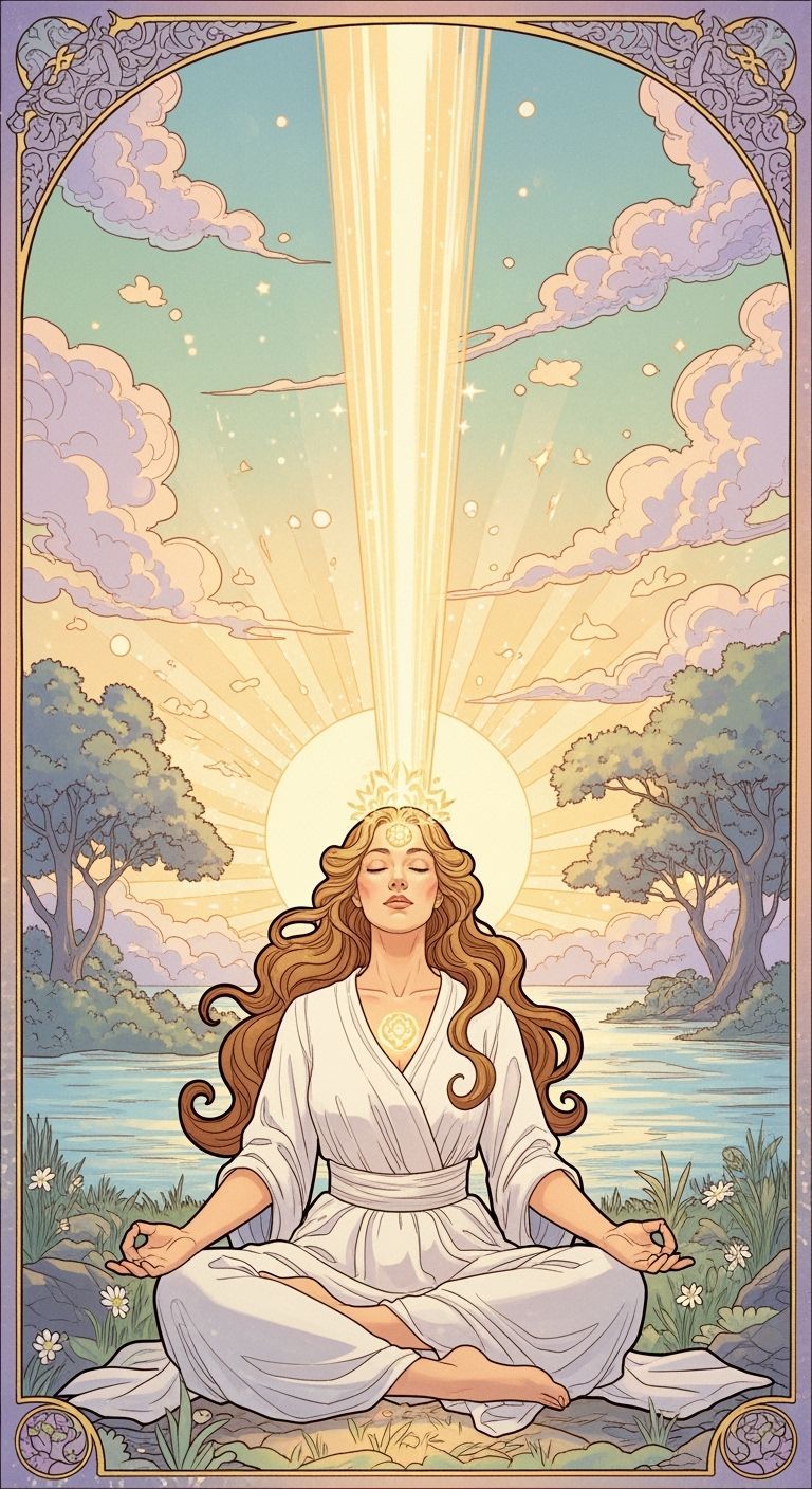 Meditating Woman in Art Nouveau Style