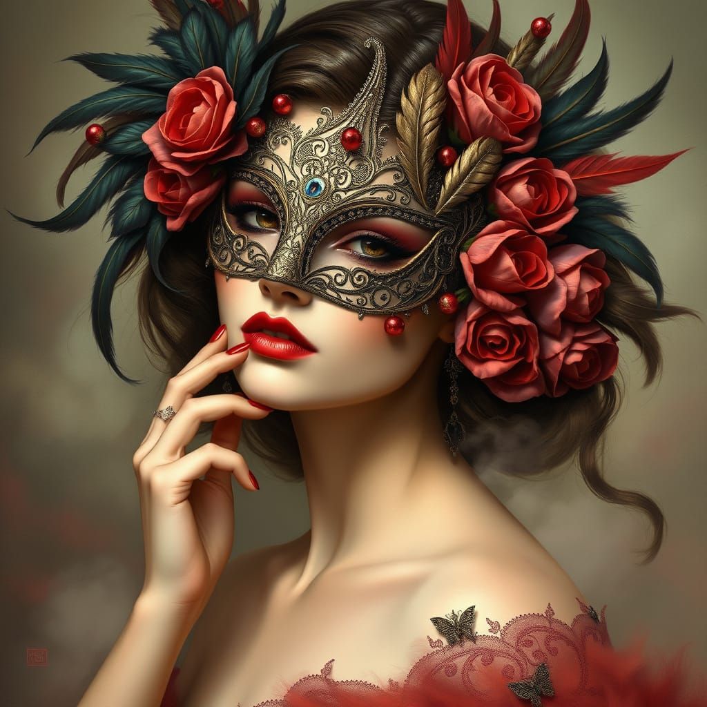 enchanting beauty of a masquerade-themed portrait featuring ...