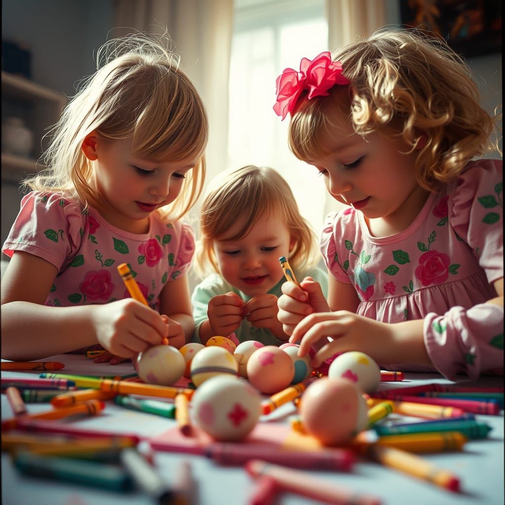 Children's Whimsical Easter Egg Coloring Session in Cinemati...