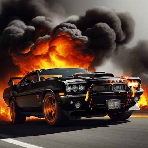 Cyberpunk-Inspired Muscle Car Rages Out of Hellish Flames