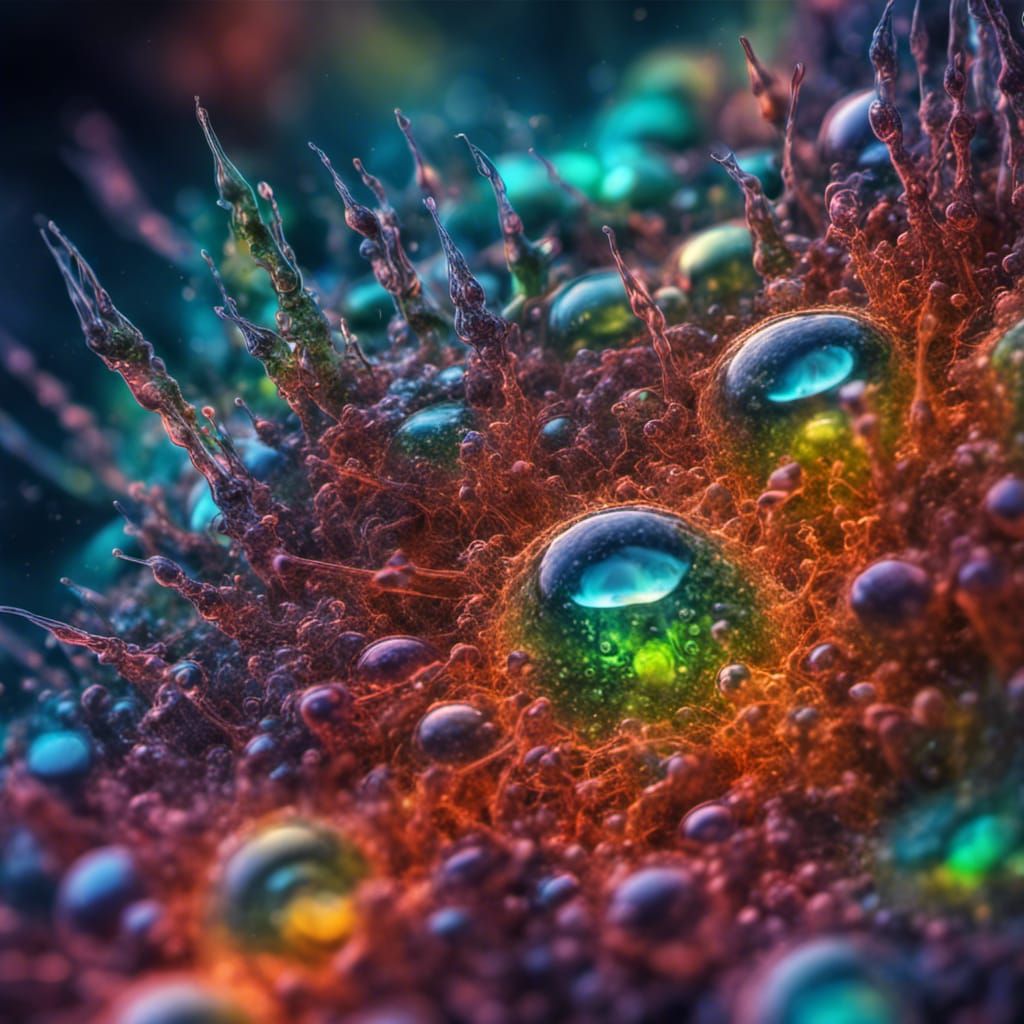 Bioluminescent Micro Algae in Alcohol Ink Style