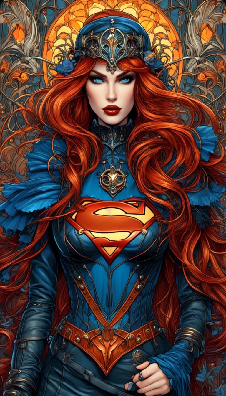 Supergirl in Art Nouveau Punk Style