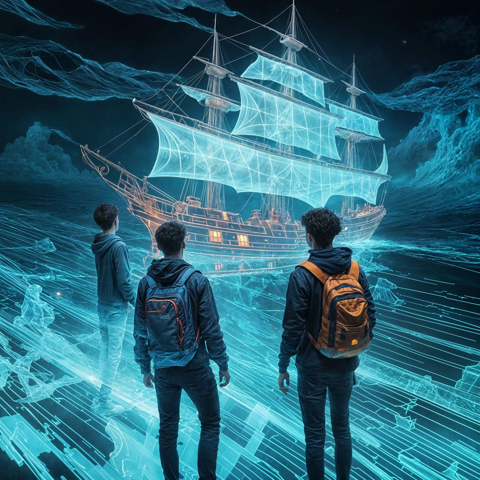 Digital Concept Art of Buccaneers in Stormy Virtual Reality