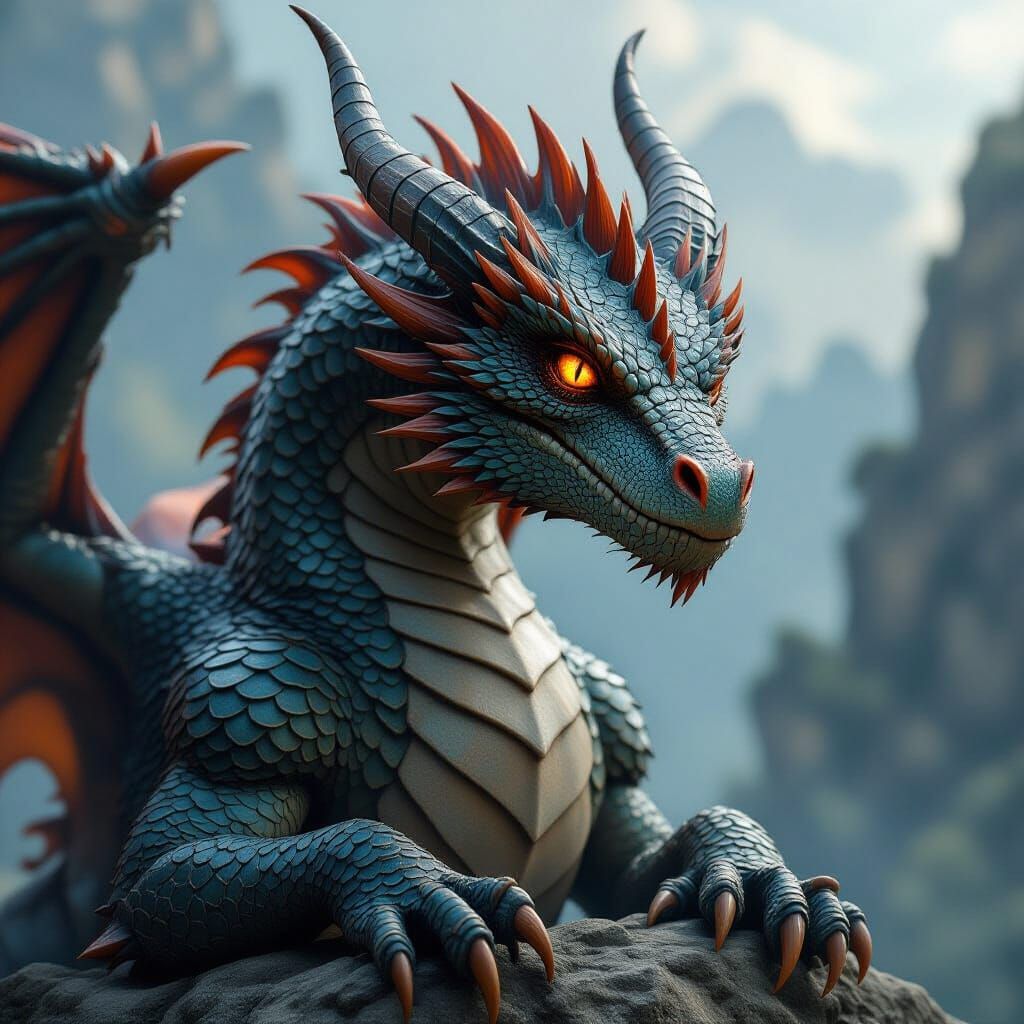 Majestic Dragon in Hyper-Realistic Style