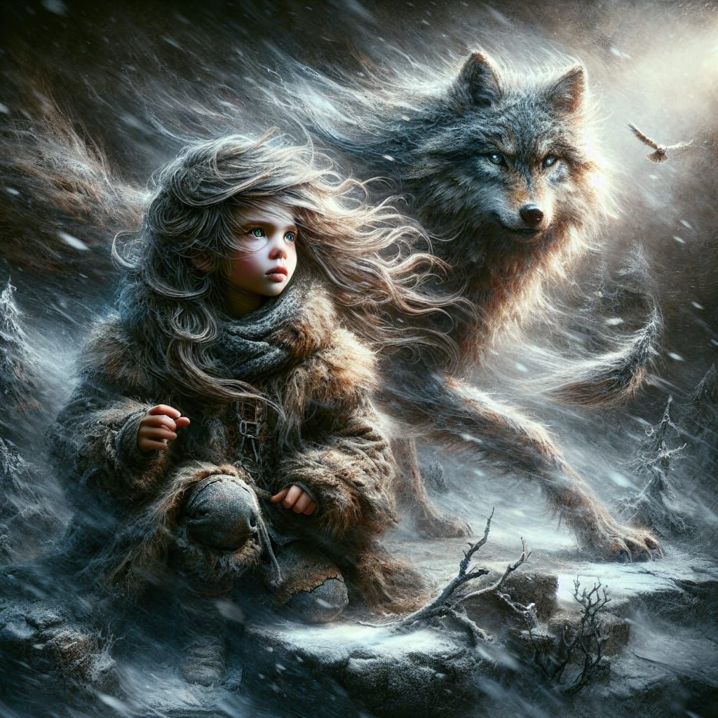 girl child and wolf