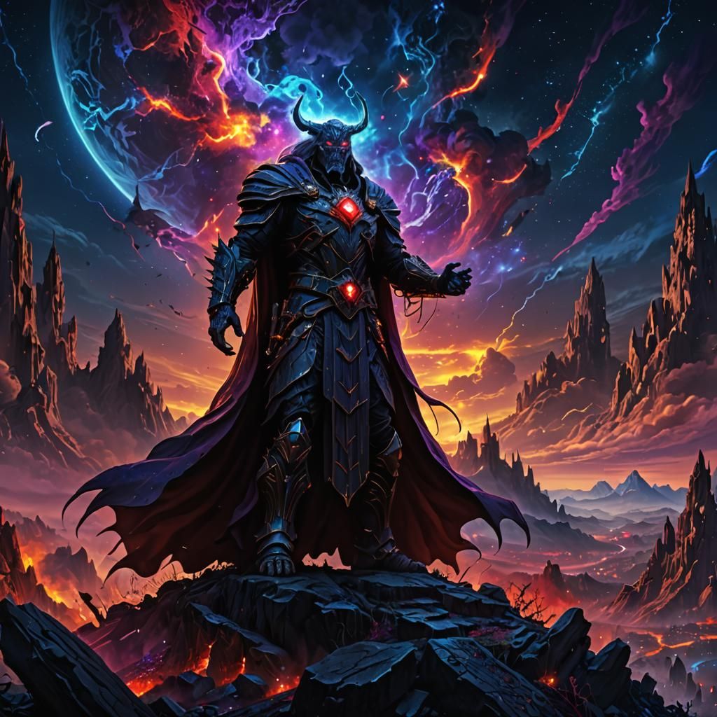 Epic Dark Fantasy Techno-God Digital Art