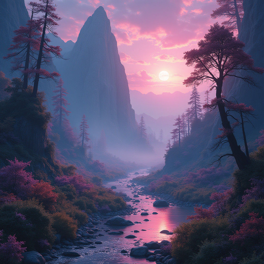 Mystical Fantasy Landscape in Matte Painting Style