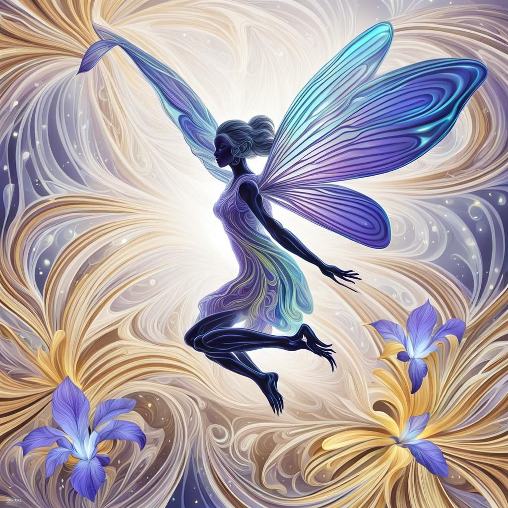 Mythical Fairy Goddess Soars through Vibrant Bloom