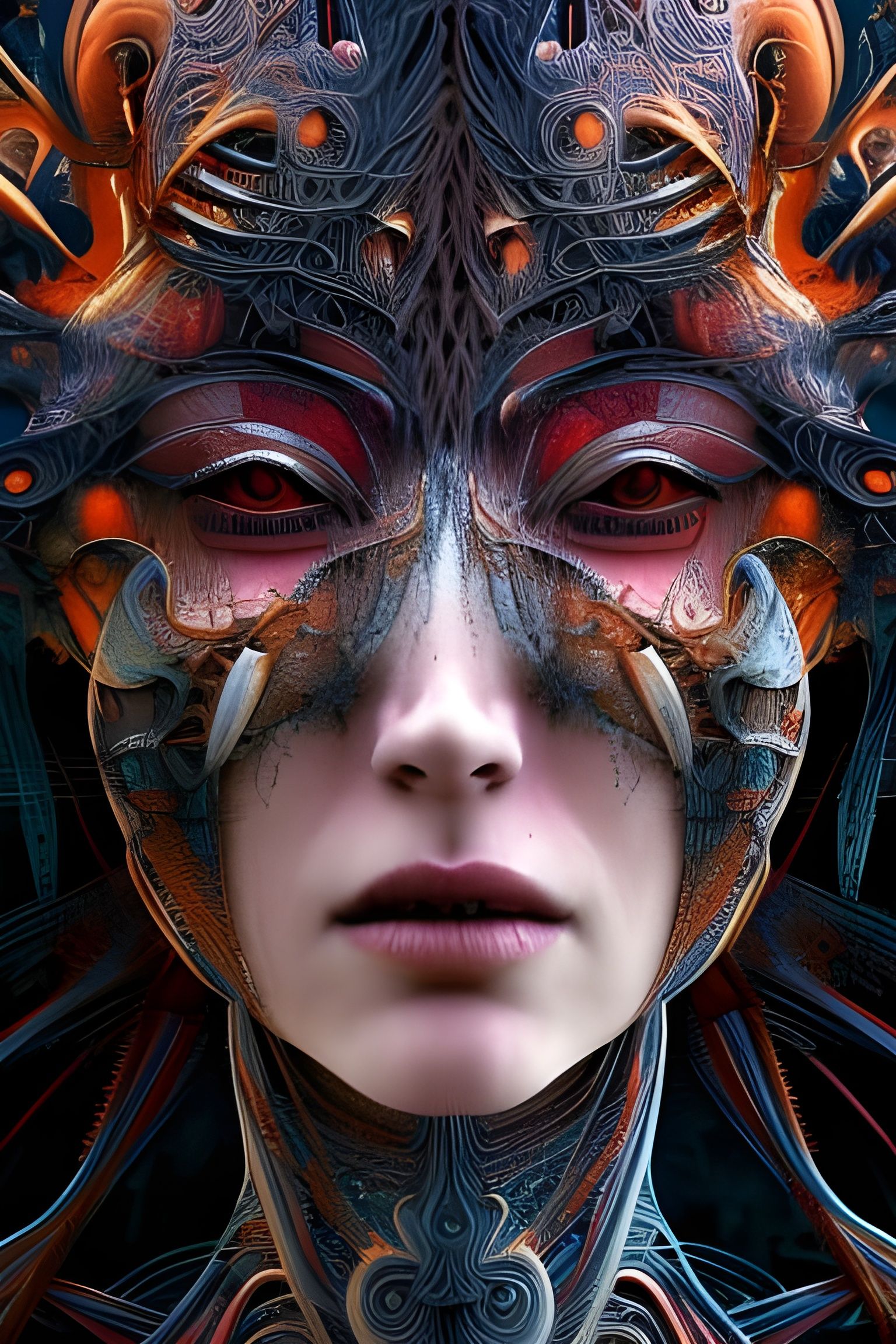 Warrior Goddess in Metallic Armor, Detailed Digital Art