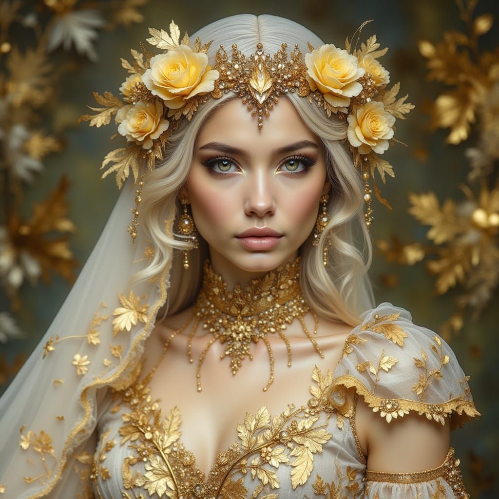 Fantasy Princess in Yellow and Gold, Ethereal Style