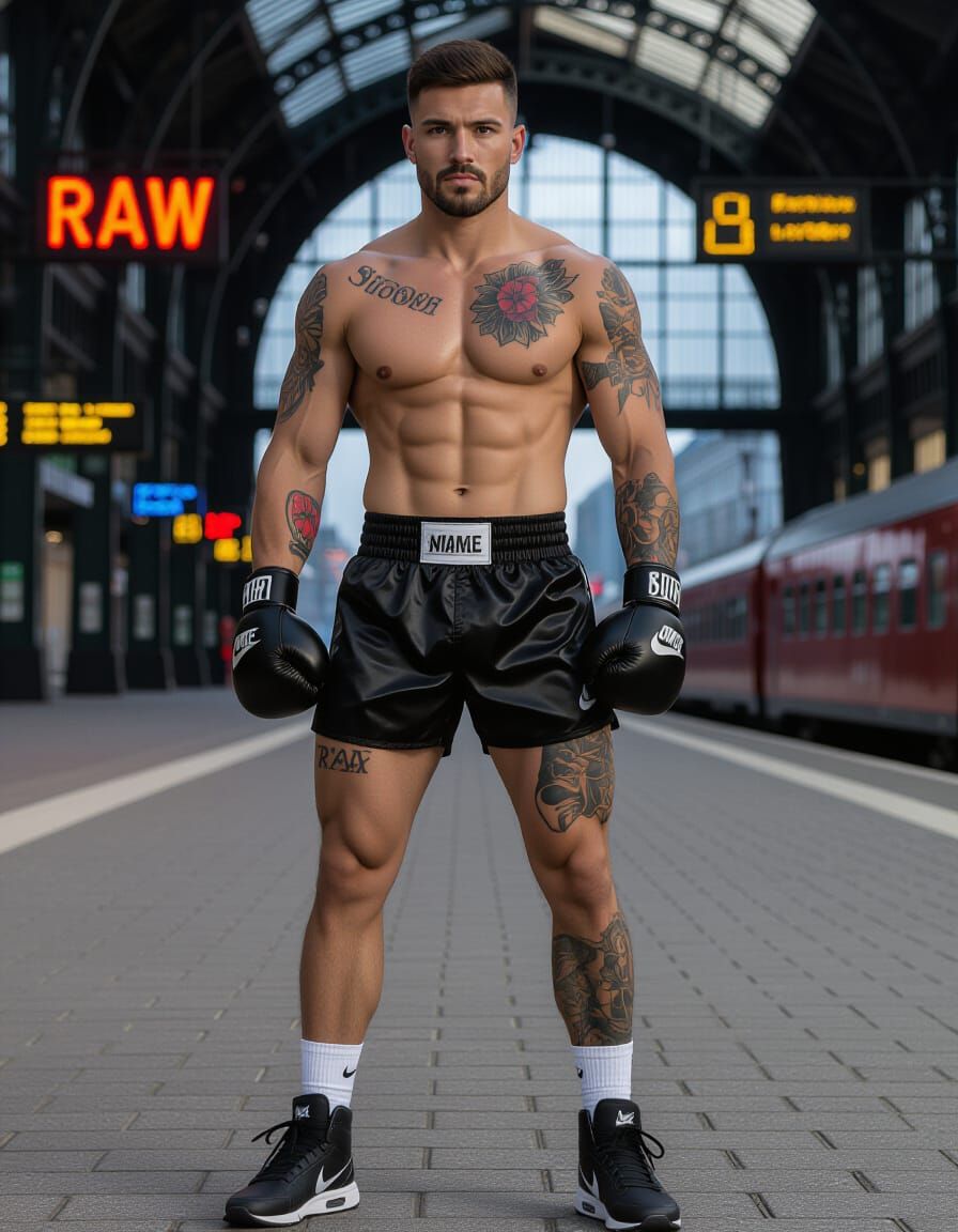 Intense Muscular Kickboxer in Hyper-Realistic Style