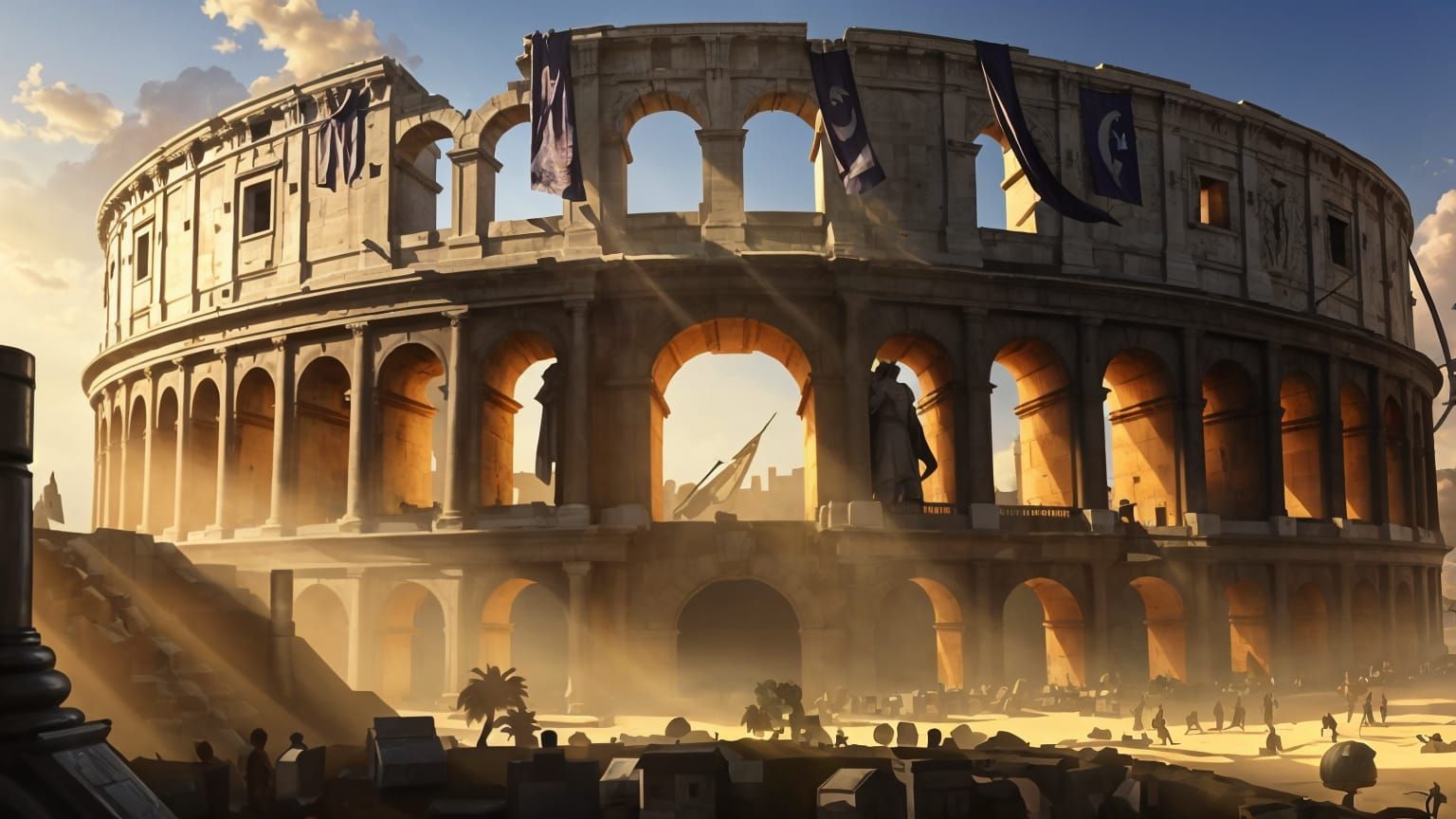 Epic Colosseum in Egyptian City: Fantasy Landscape