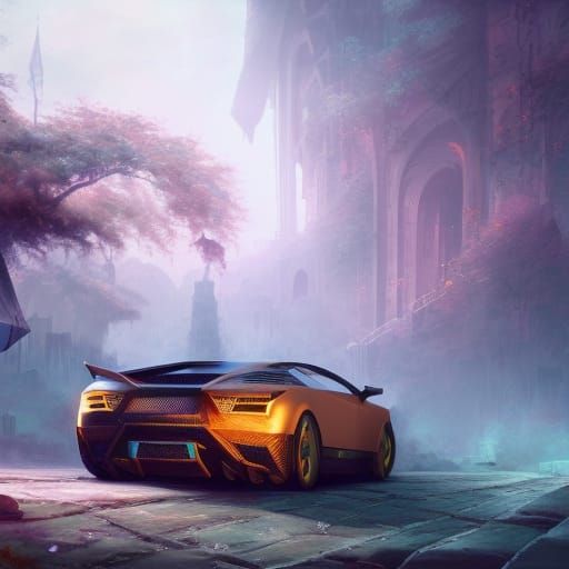 Lamborghini SVJ Drifting: Matte Painting Concept Art