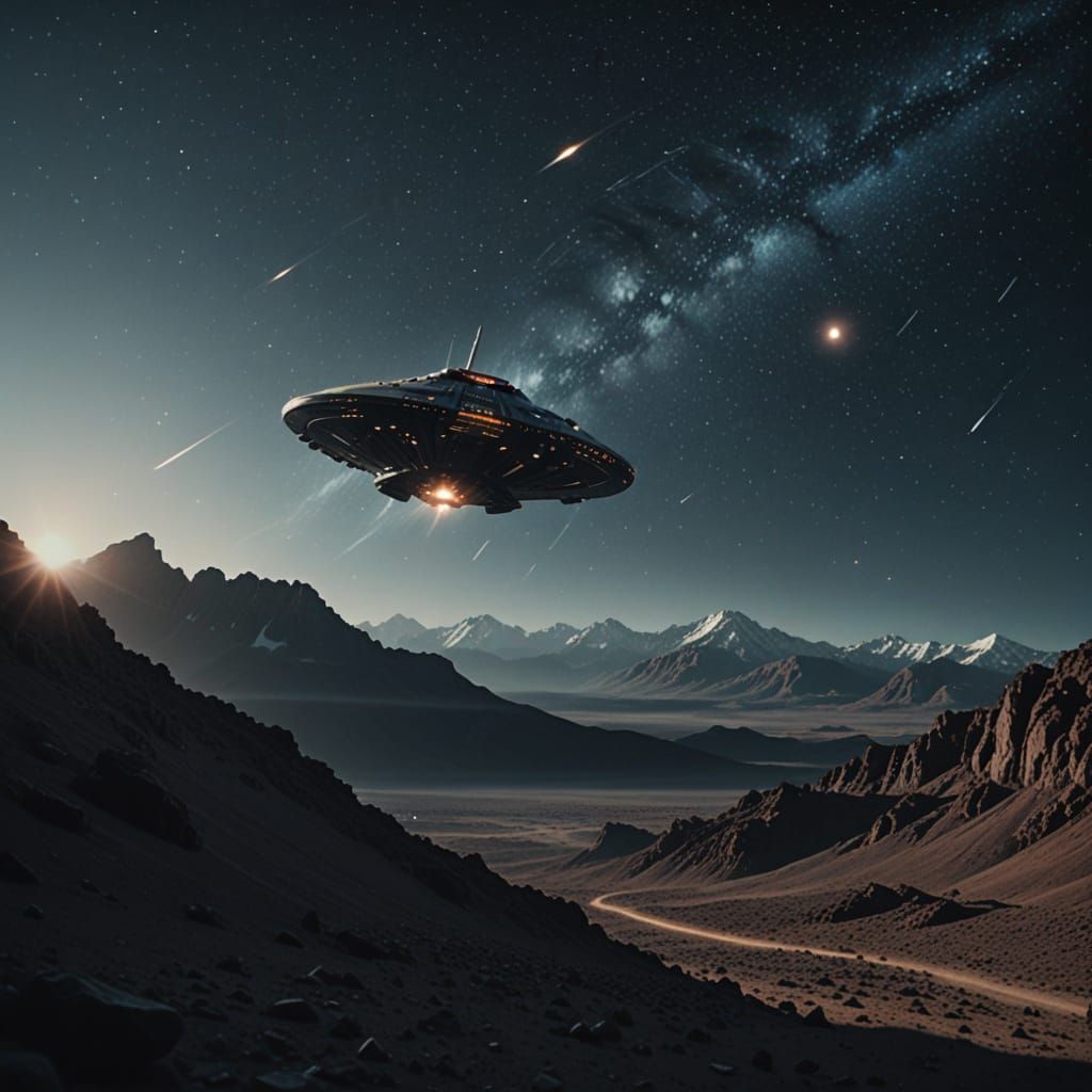 Epic Spacecraft Lands on Rocky Planet in Cinematic Film Styl...