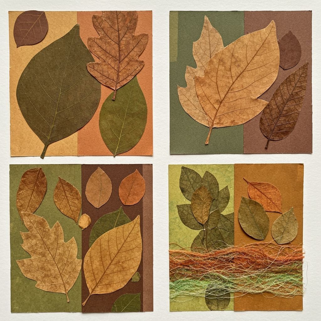 Earthy Toned Abstract Leaf Collage
