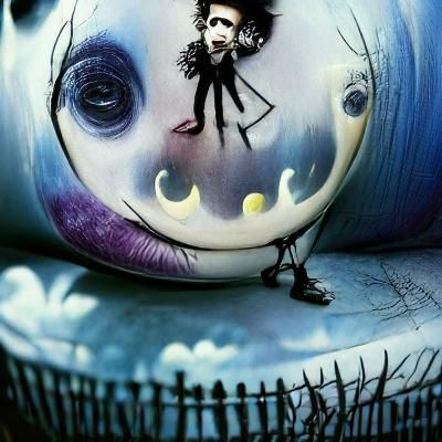 Whimsical Gothic Character in Burtonesque Style