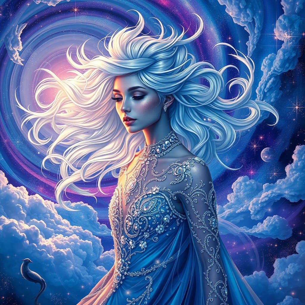 Cosmic Goddess in Iridescent Splendor