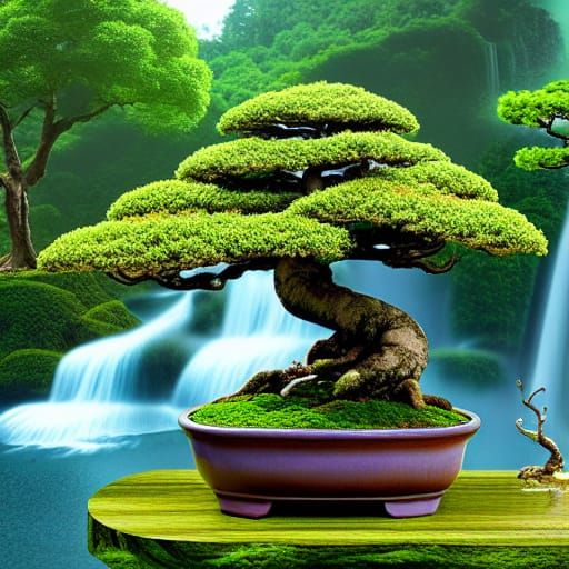 Hyperdetailed Bonsai Botanical Garden Matte Painting