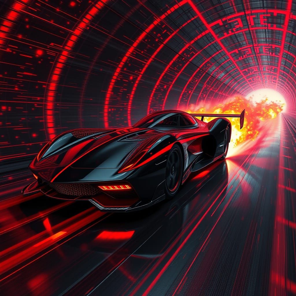 Futuristic Drag Racing Car in Cyberpunk Style