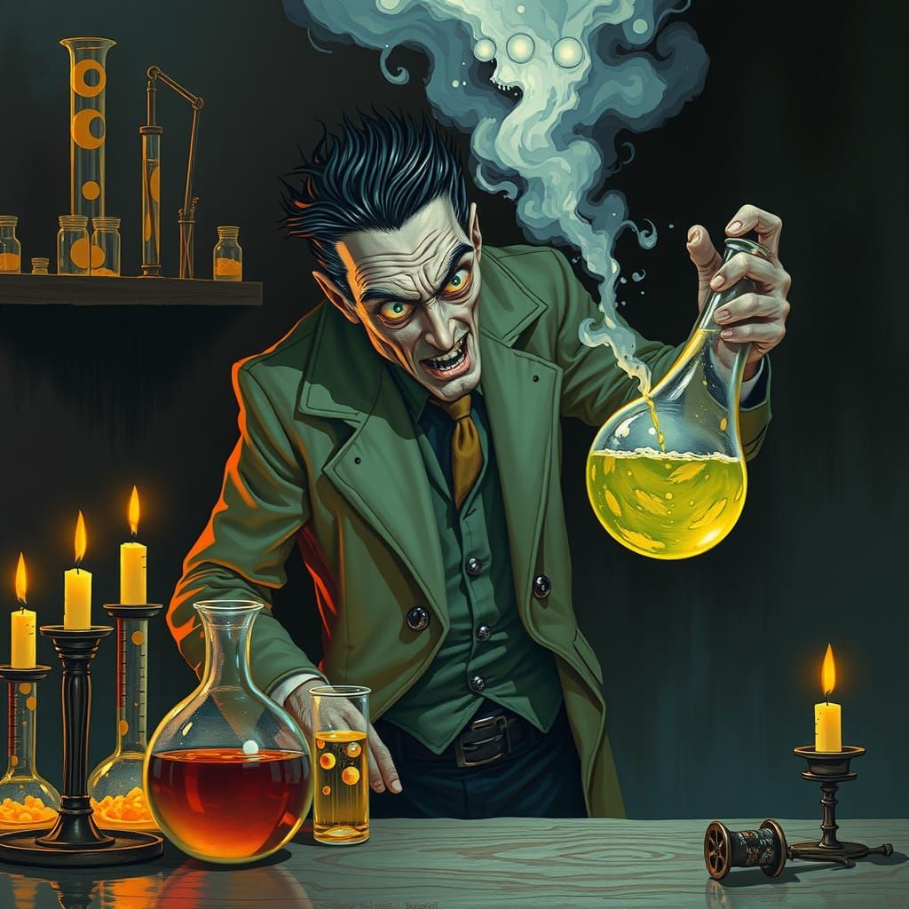 Mad Scientist's Dark Concoction: A Biomechanical Nightmare