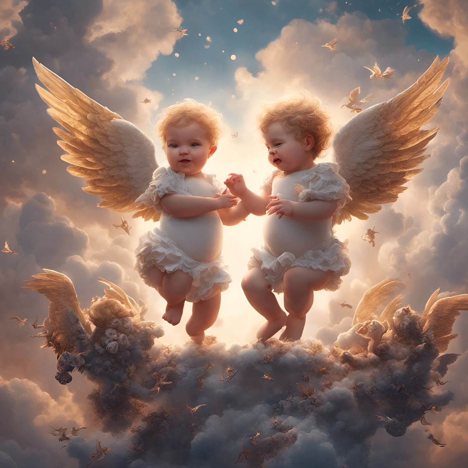 Cherubs and Baby Pegasuses Dancing in the Sky