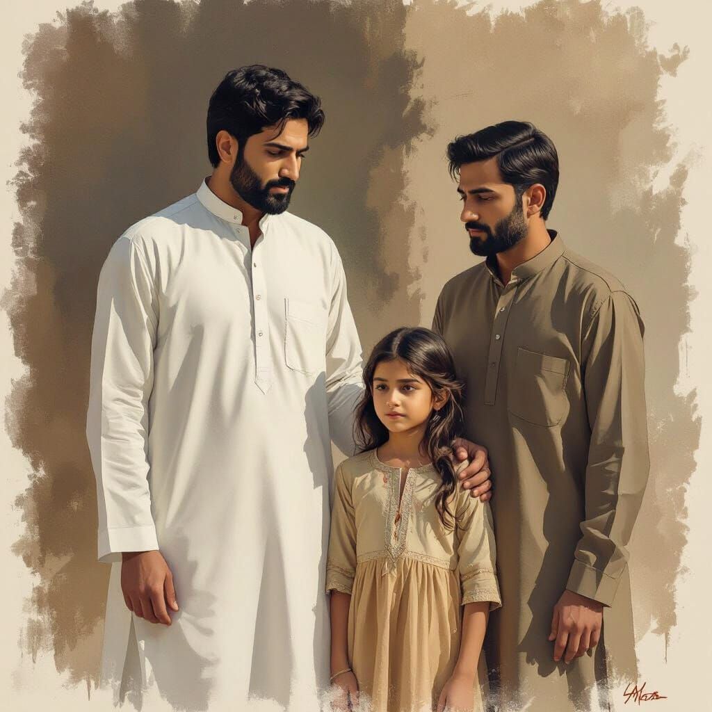 Family Portrait in South Asian Art Style
