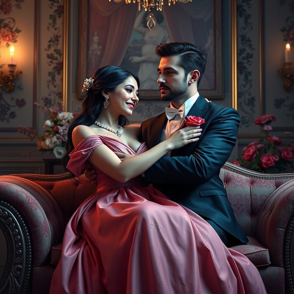 Romantic Lebanese-Italian Couple in Luxurious Renaissance Se...