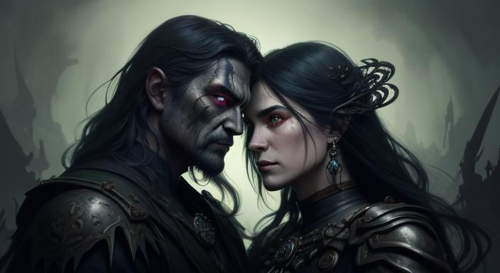 Shadow People Portrait in Dark Fantasy Art Nouveau