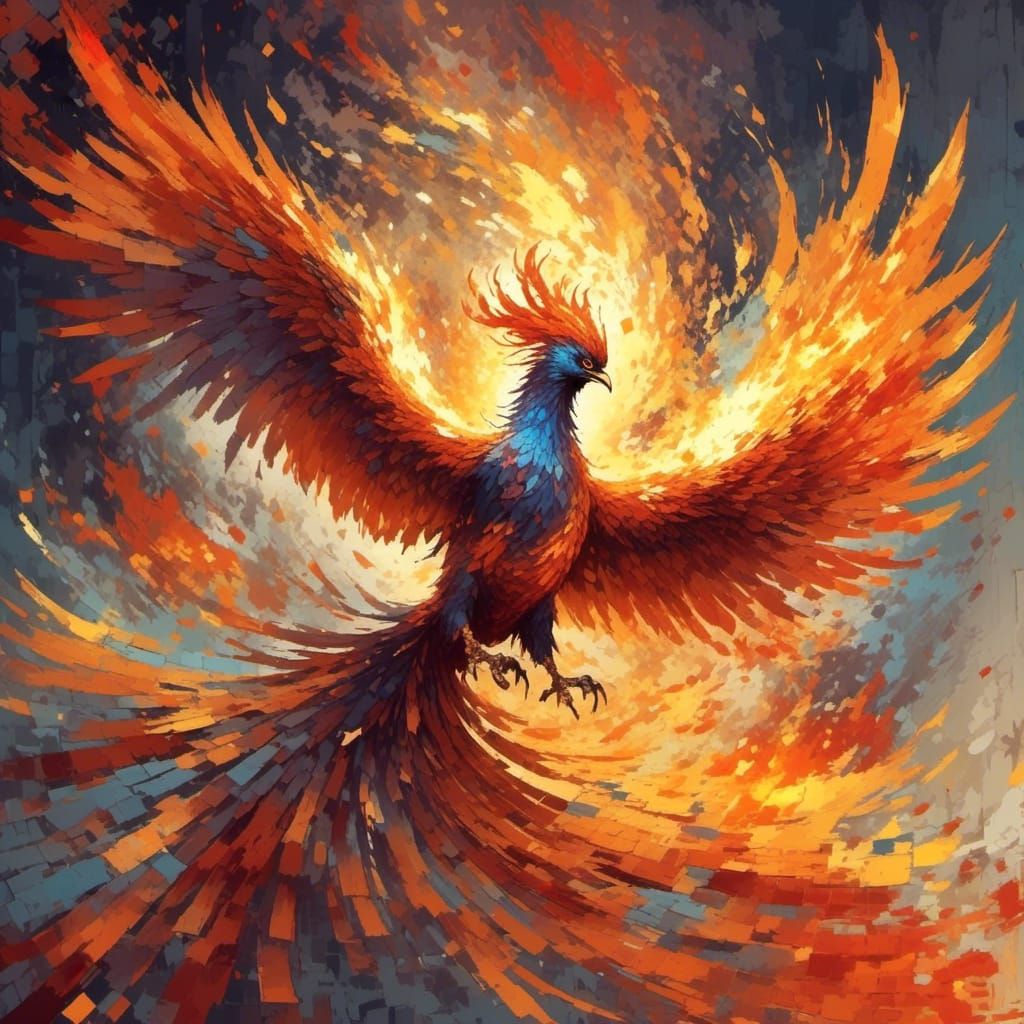Fiery Phoenix Rising: Digital Art