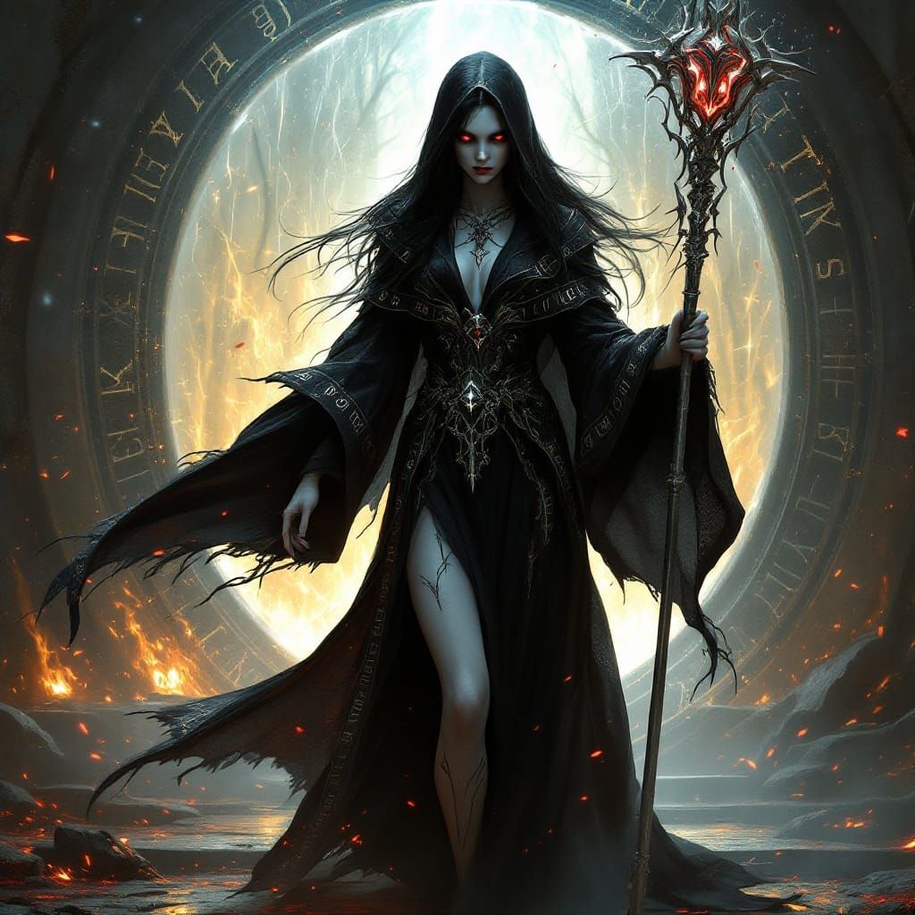 Vampiress Emerges from Magic Portal, Hyperdetailed Concept A...