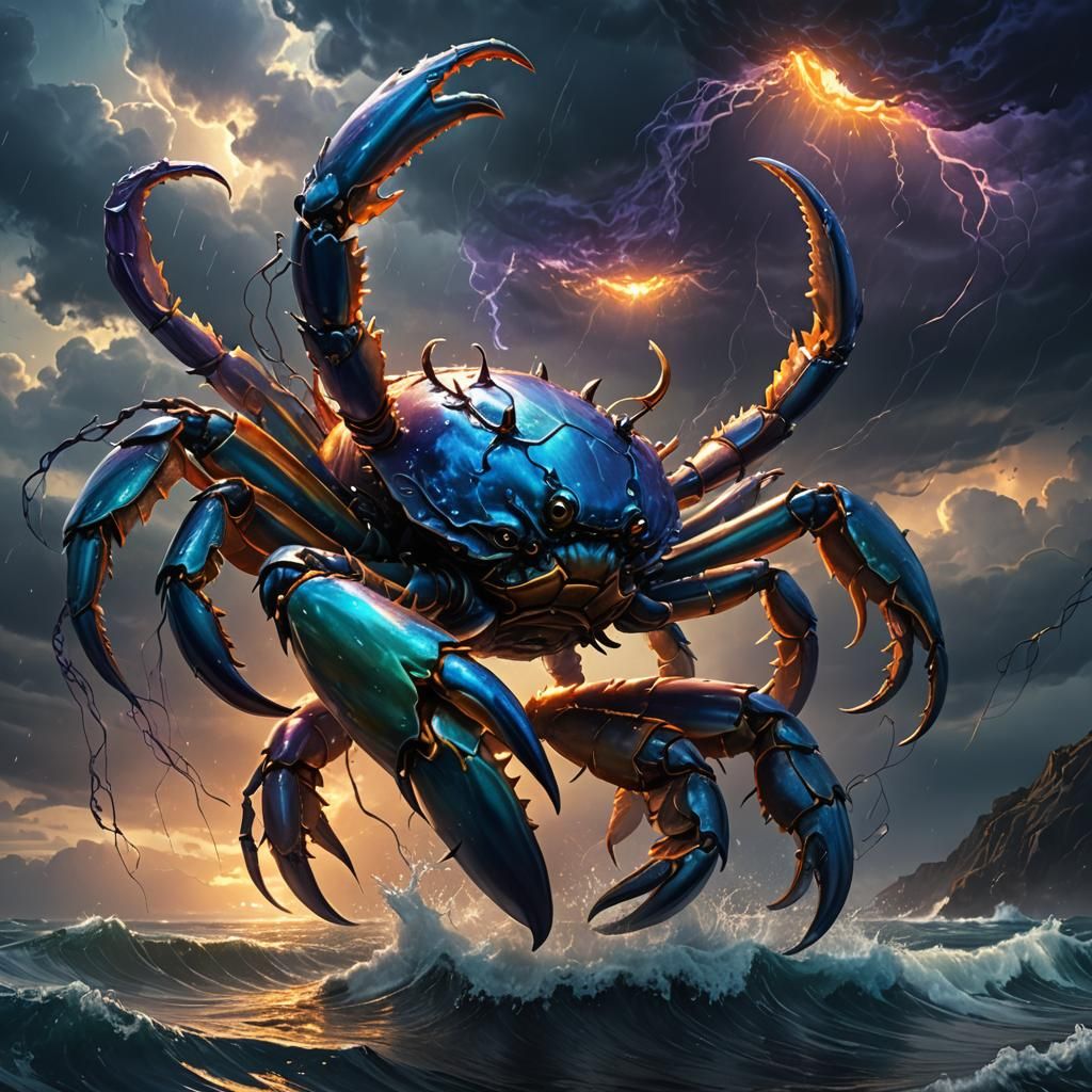 Majestic Crab Leviathan Emerges from Dark Ocean