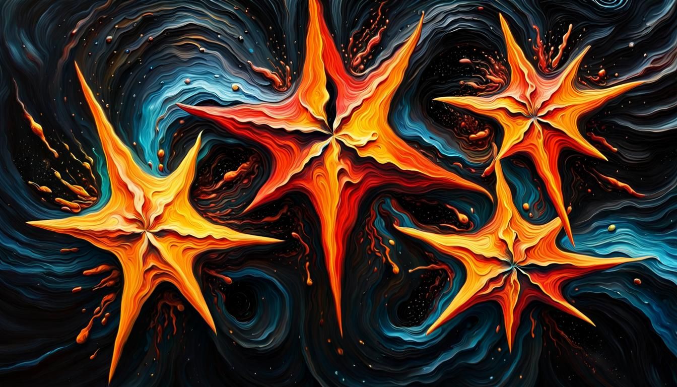 Celestial Stars in Cosmic Maelstrom as Impasto Painting