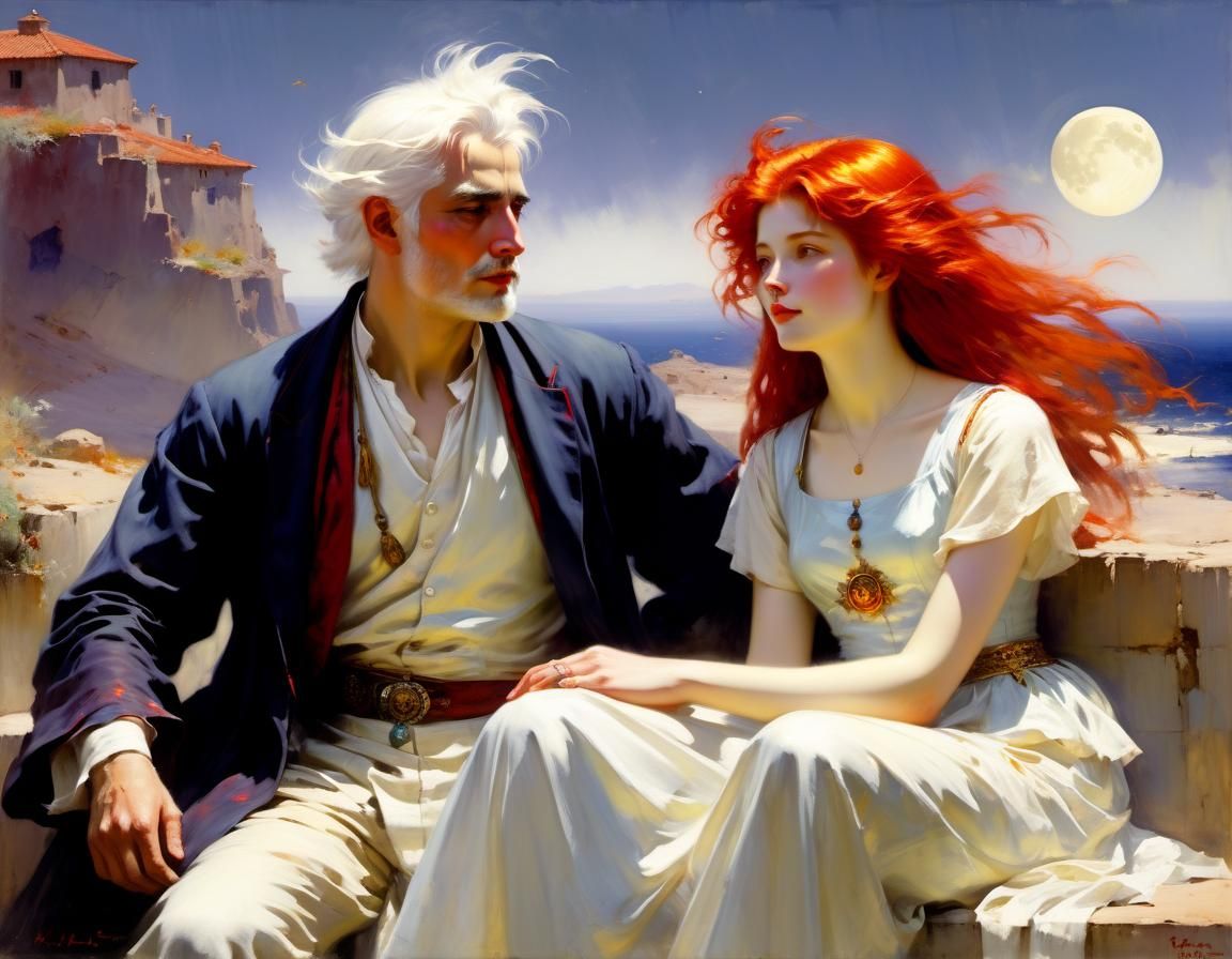 Celestial Moon and Sun in Romantic Style