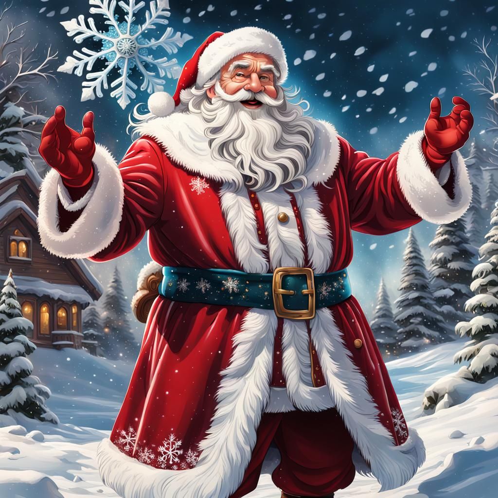 Jovial Santa Claus in Winter Wonderland, Splash Art