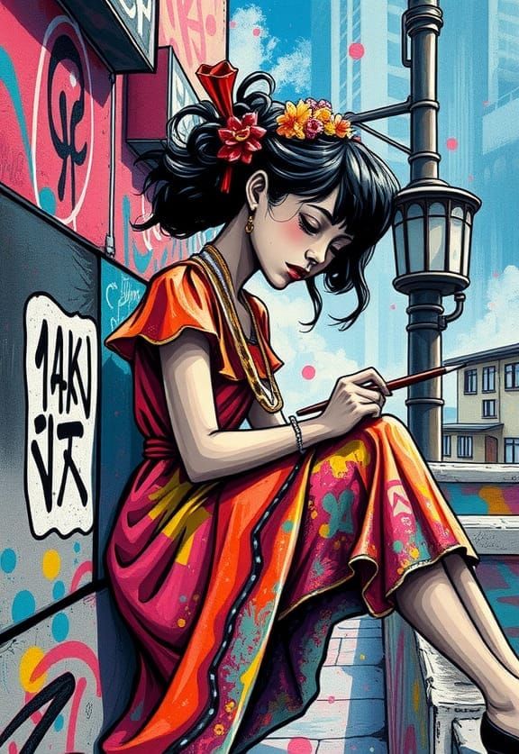 Calligraphic Poetry as Colorful Graffiti Art