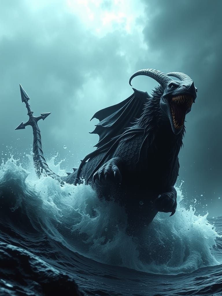 Dark Fantasy Horror: Nazgul on Sea Monster