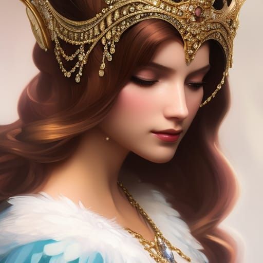 Princess Anna Masquerade Portrait in Art Nouveau Style