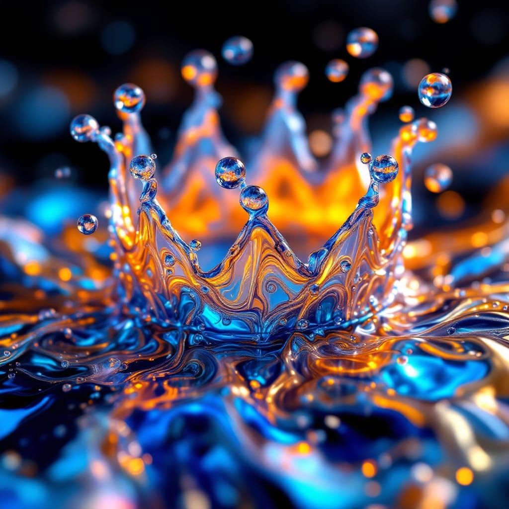 Hyperrealistic Liquid Crown with Iridescent Swirls