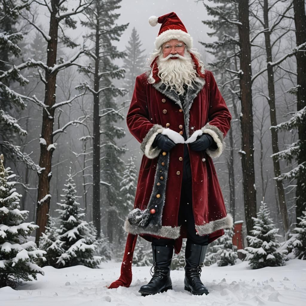 Whimsical Santa Claus Graphic in Spirit-Based Ink