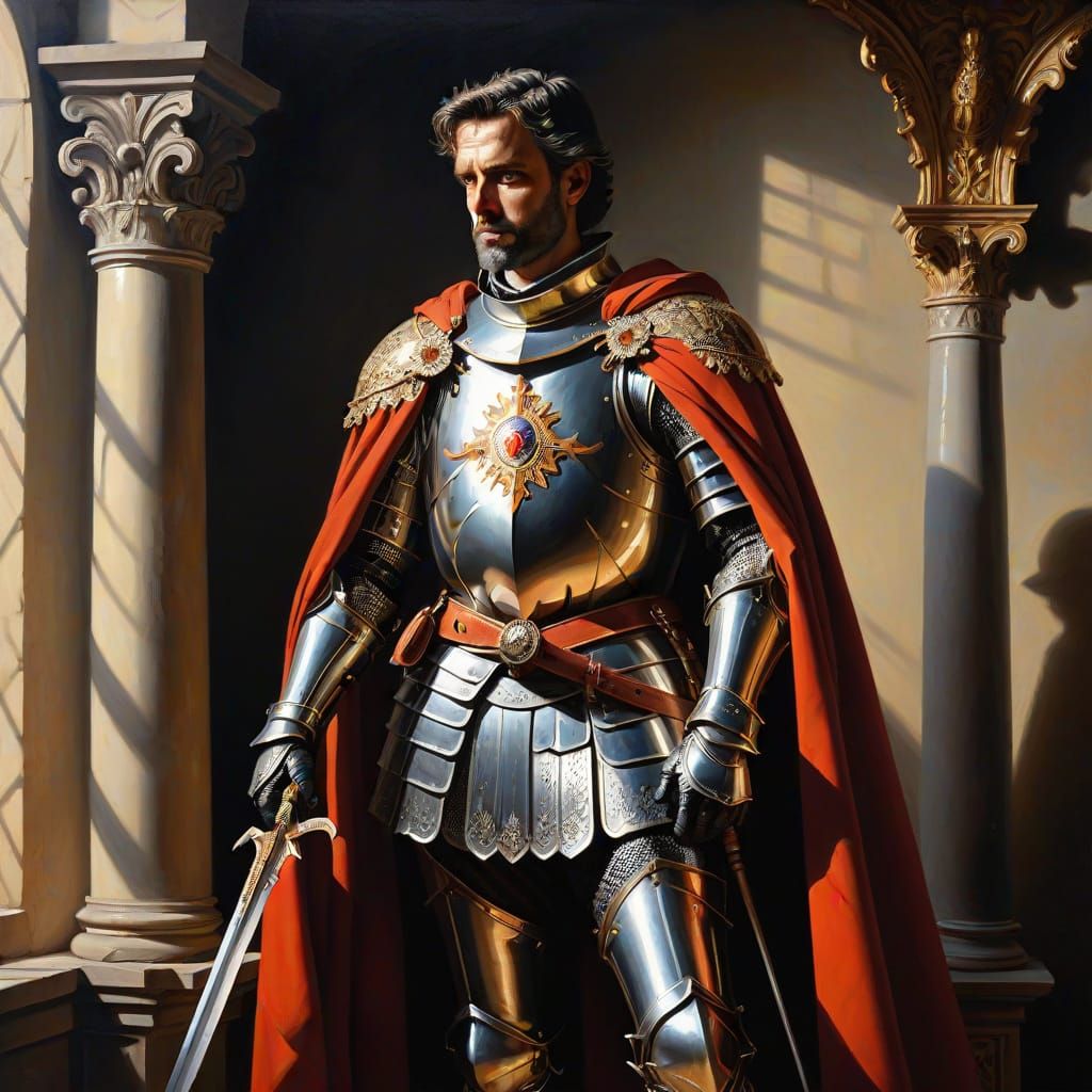 Realistic Knight of Santiago in Dramatic Chiaroscuro