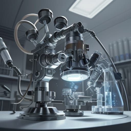 Detailed Scientific Illustration of Scientist in Modern Lab