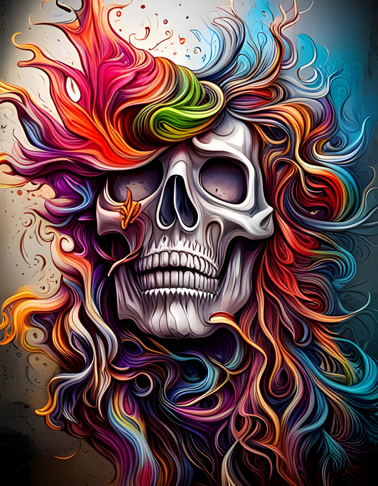 Beautiful Death Graffiti Art in Polychromatic Style