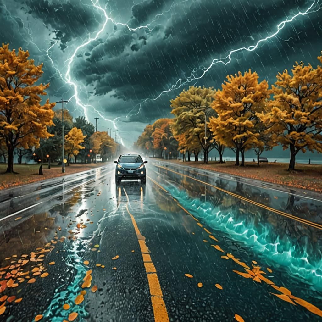 Abstract Autumn Storm on Quantum Sea