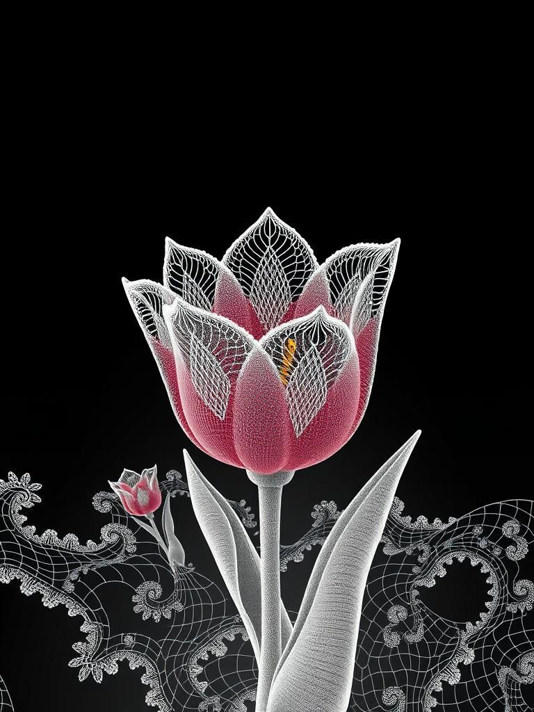 Abstract Fractal Tulip in Vector Style