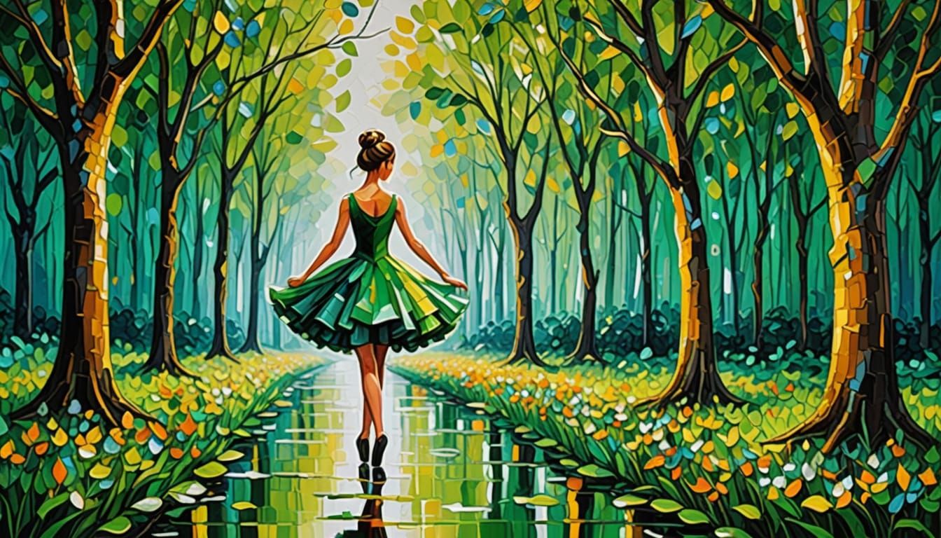 Enigmatic Ballerina in Misty Morning Dew